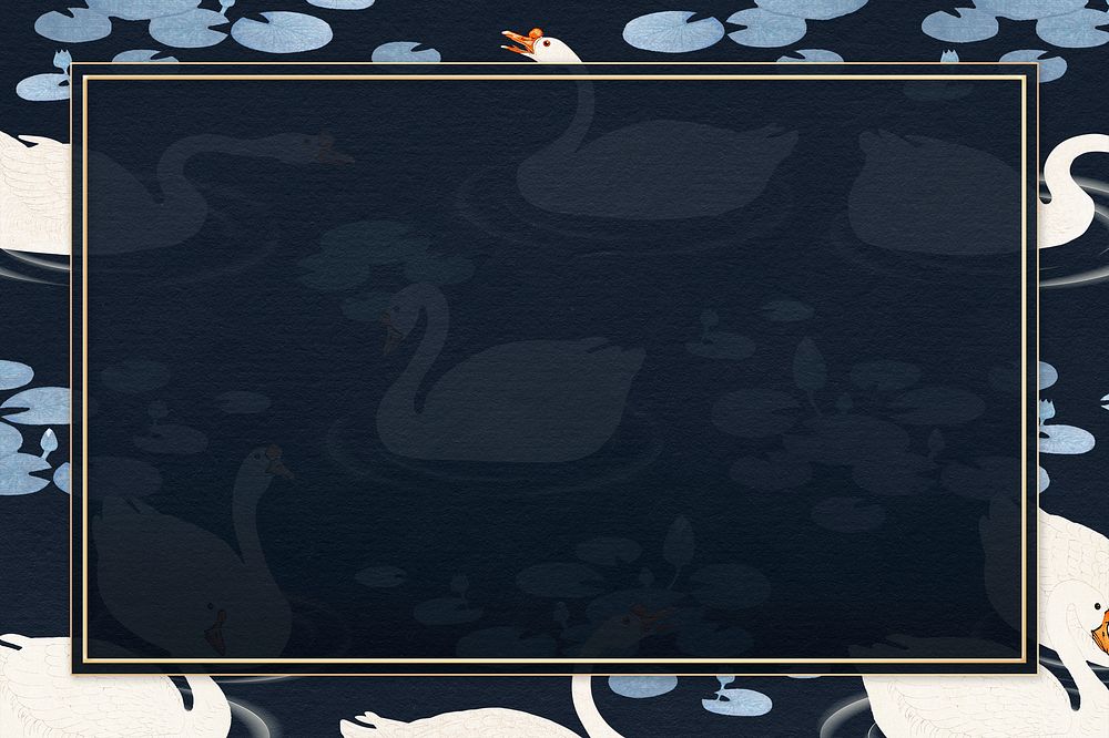 White geese frame on a navy blue background 