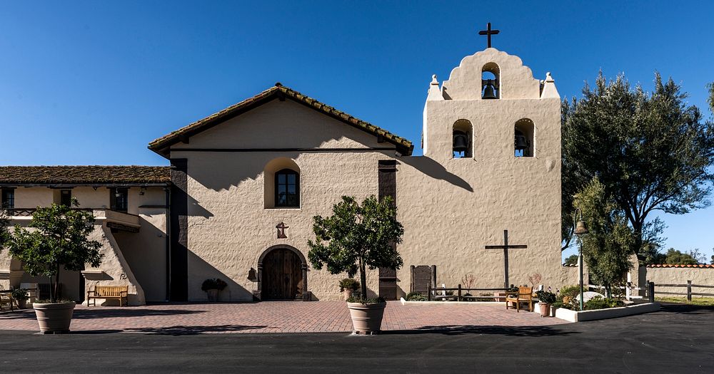 Santa In&eacute;s Mission in Santa Ynez California, one of 21 Spanish missions in California built as religious and military…