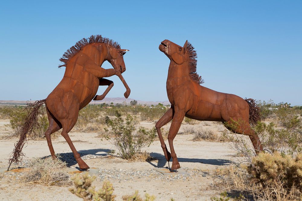 Borrego Springs Horse Sculptors by Ricardo A. Breceda. Original image from Carol M. Highsmith&rsquo;s America. Digitally…