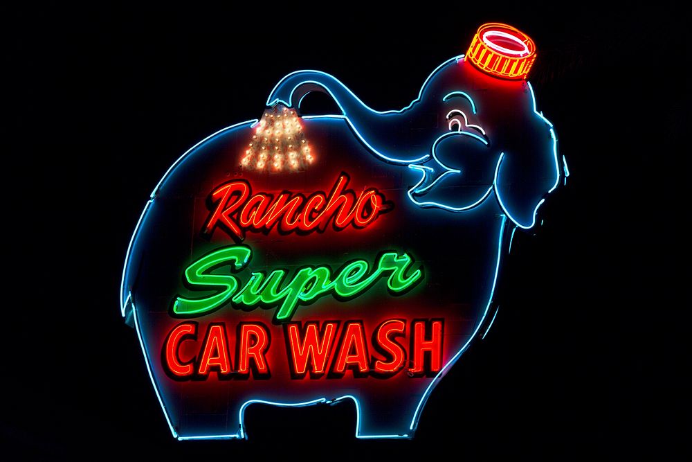 Rancho Super Car Wash neon sign in Rancho Mirage, California. Original image from Carol M. Highsmith&rsquo;s America.…