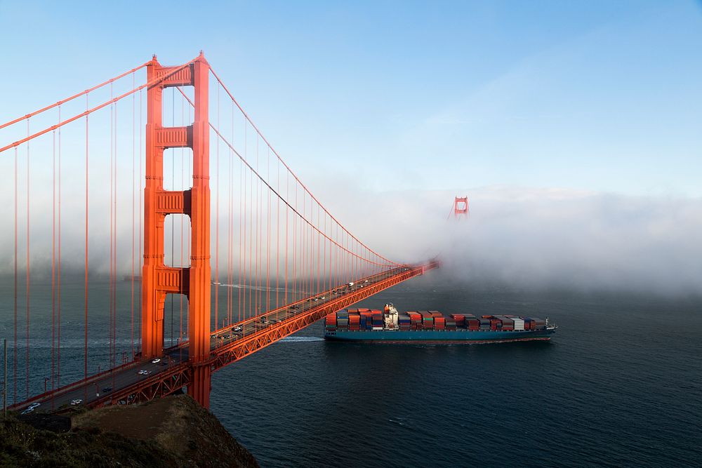 Fog rolls across the Golden Gate Bridge in San Francisco.