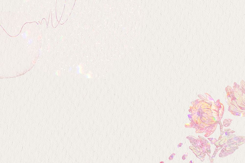 Vintage pink holographic flower template