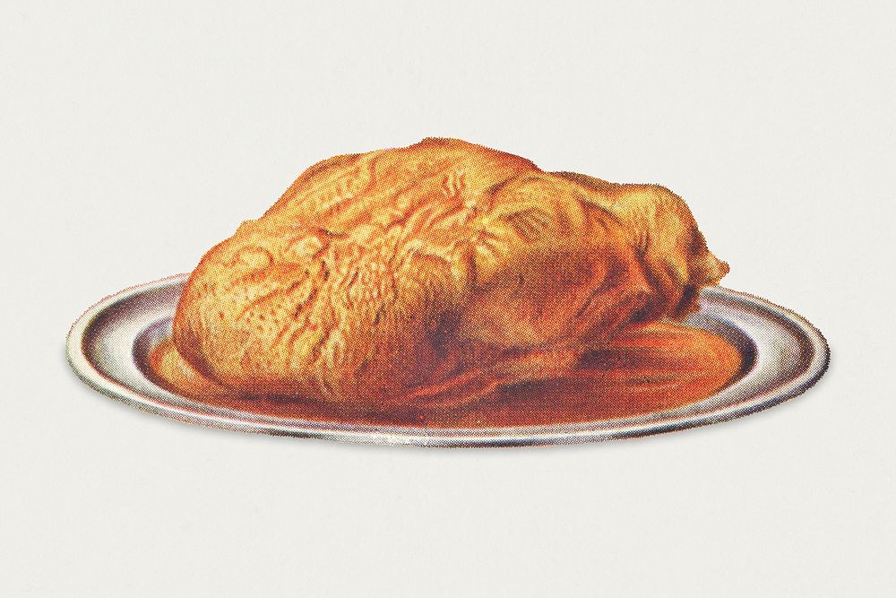 Vintage roast goose dish illustration
