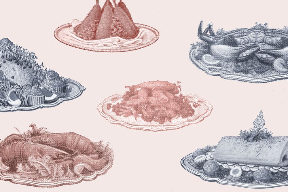 Seafood dishes pattern background