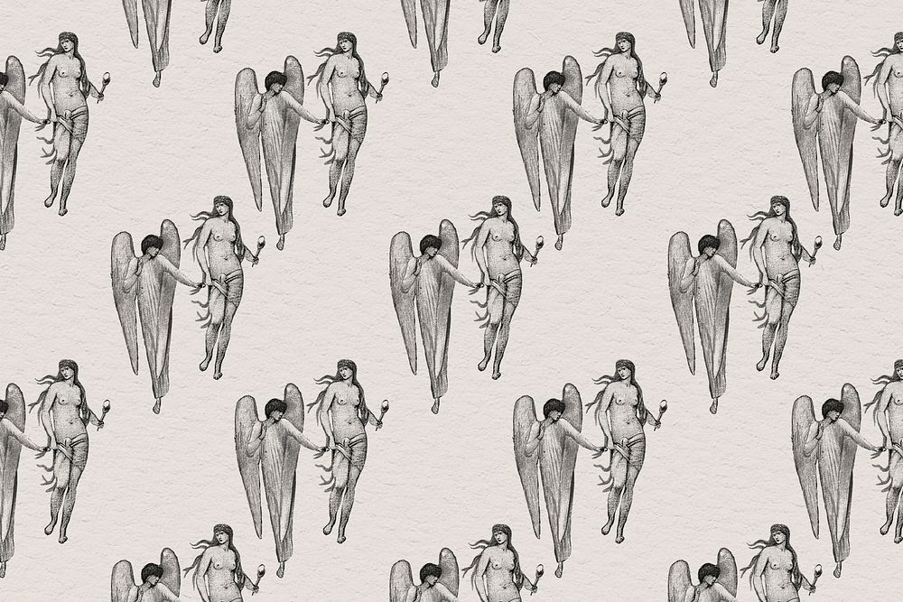 Vintage saint and angel illustration pattern background