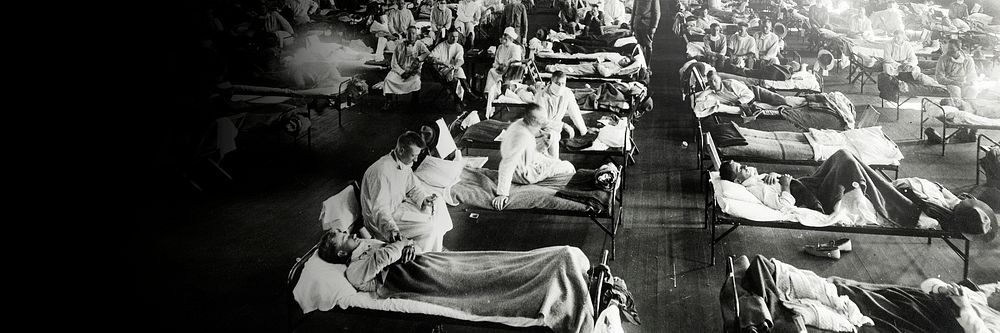 Vinatge photograph of mergency hospital during influenza epidemic