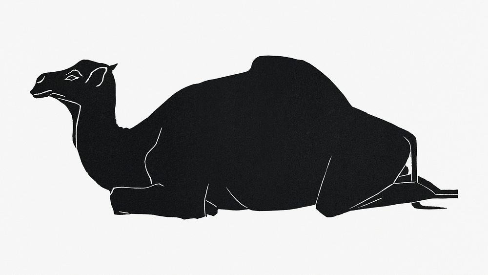 Vintage Arabian camel animal art print, remix from artworks by Samuel Jessurun de Mesquita