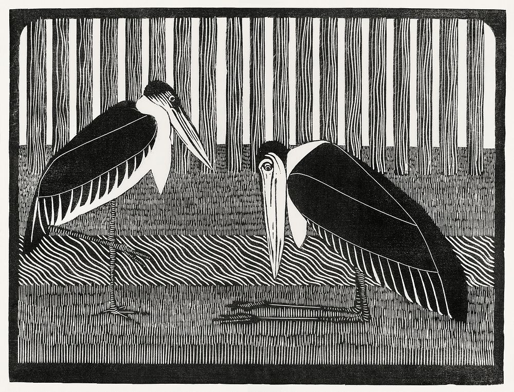 Two maraboos (Twee maraboes) (c.1914) print in high resolution by Samuel Jessurun de Mesquita. Original from The…