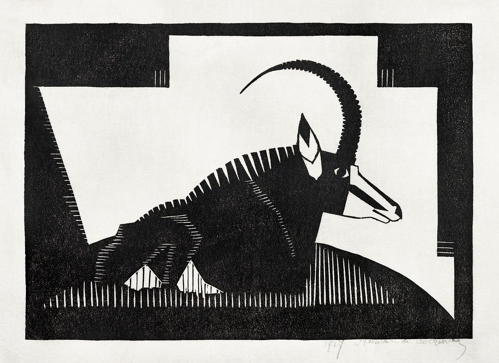 Sabelantilope (1927) print in high resolution by Samuel Jessurun de Mesquita. Original from The Rijksmuseum. Digitally…