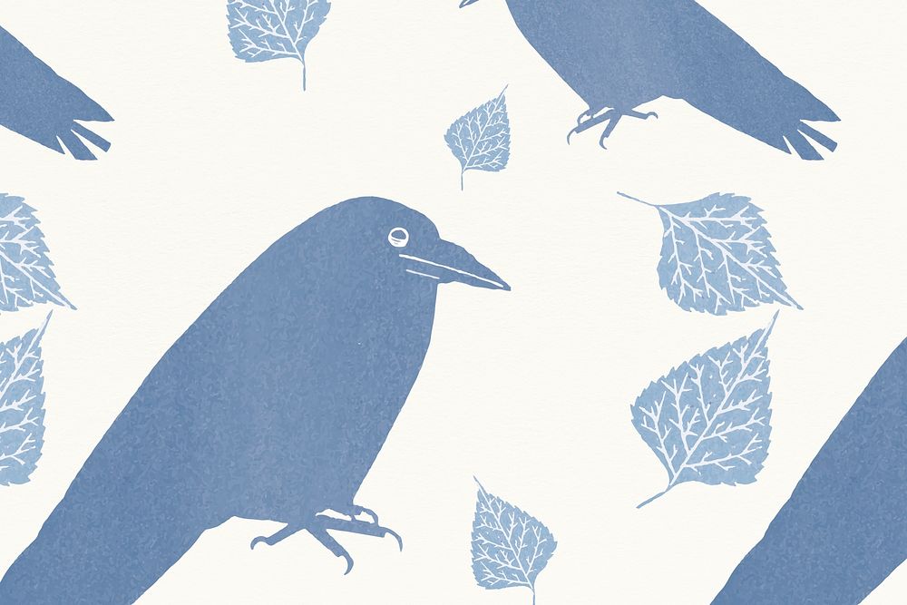 Vintage crow patterned background, remix from artworks by Samuel Jessurun de Mesquita