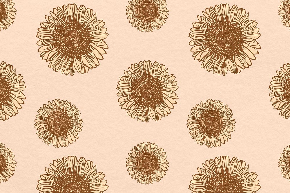 Vintage sunflower psd patterned background illustration, remix from artworks by Samuel Jessurun de Mesquita