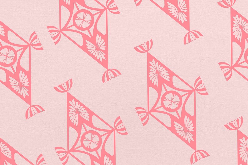 Vintage pink geometric gatsby pattern psd background, remix from artworks by Samuel Jessurun de Mesquita