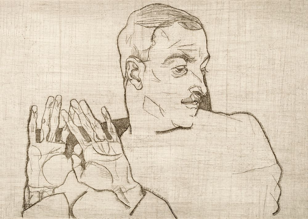 Portrait of Arthur Roessler (1914) by Egon Schiele. Original male line art drawing from The MET museum. Digitally enhanced…