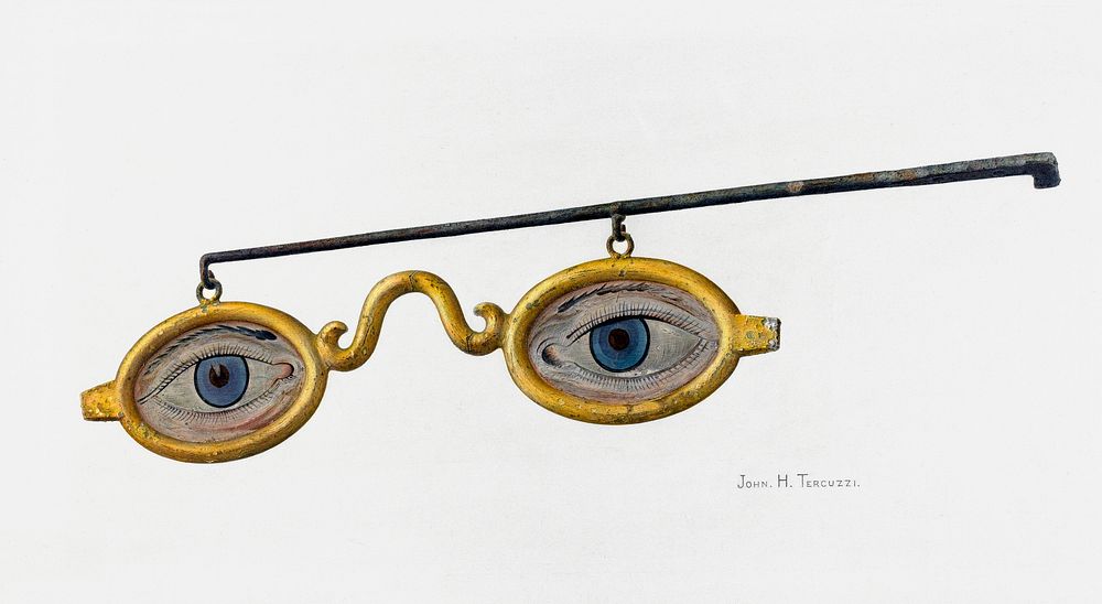 Shop Sign Spectacles (c.1935&ndash;1942) by John H. Tercuzzi. Original from The National Gallery of Art. Digitally enhanced…