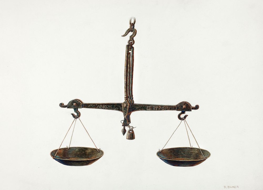 Balance Scales (c. 1939) by Ruth Buker. Original from The National Gallery of Art. Digitally enhanced by rawpixel.