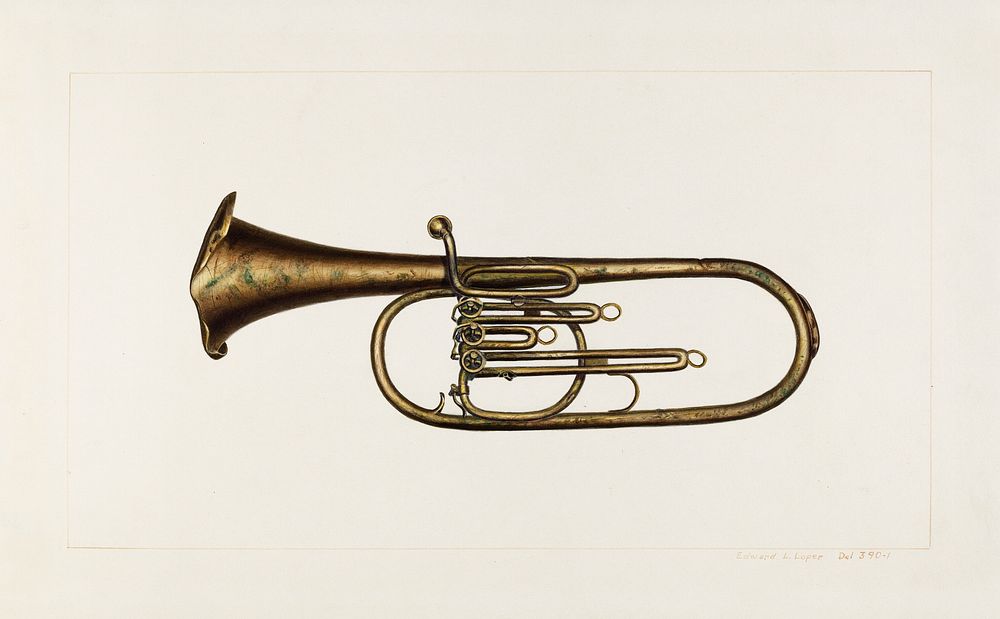 Baritone Horn (ca. 1938) by Edward L. Loper. Original from The National Gallery of Art. Digitally enhanced by rawpixel.