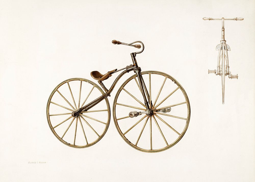Bicycle (ca. 1938) by Alfred Koehn. Original from The National Gallery of Art. Digitally enhanced by rawpixel.