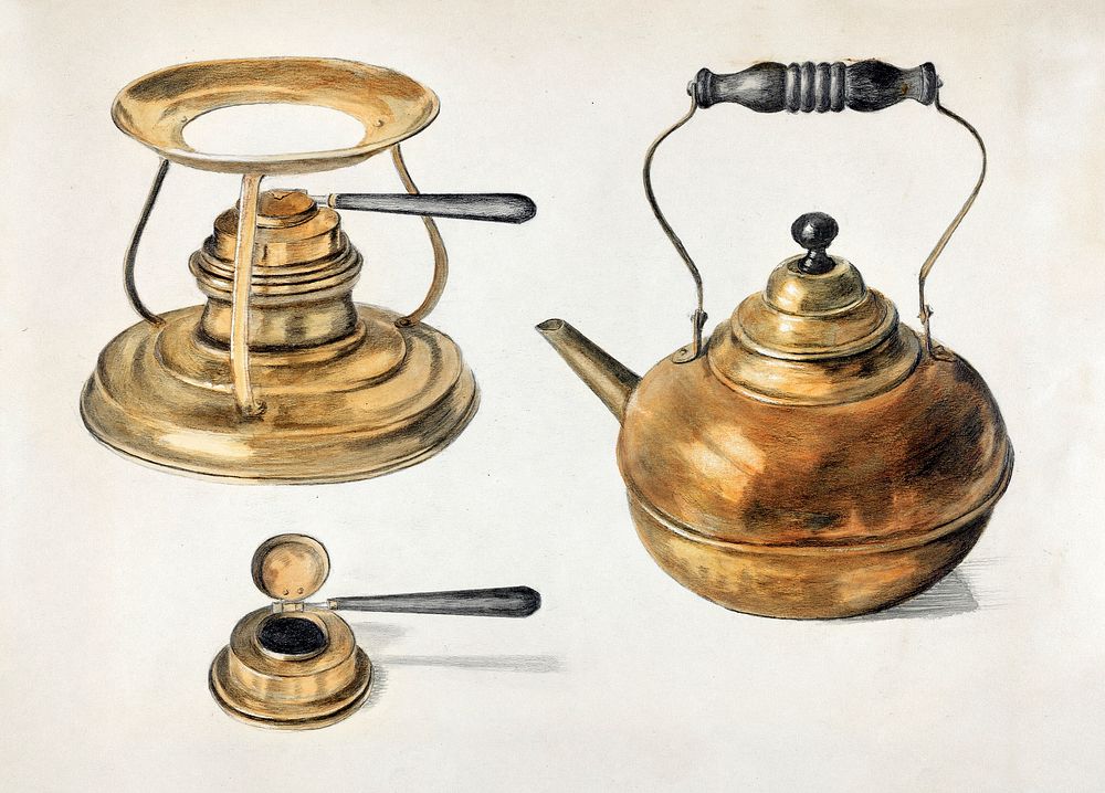 Burner and Kettle (1935&ndash;1942) by Edith Magnette. Original from The National Galley of Art. Digitally enhanced by…