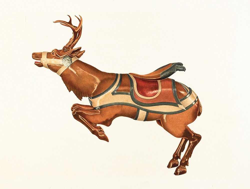 Carousel Reindeer (c. 1939) by Michael Riccitelli. Original from The National Gallery of Art. Digitally enhanced by rawpixel.