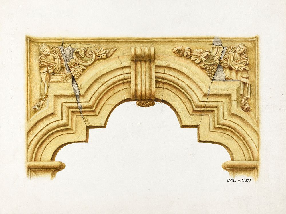 Carved Stone Arch Over Doorway (ca. 1939) by Emile Cero. Original from The National Gallery of Art. Digitally enhanced by…