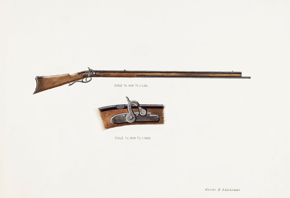 Gun (ca.1936) by Harry G. Aberdeen. Original from The National Gallery of Art. Digitally enhanced by rawpixel.