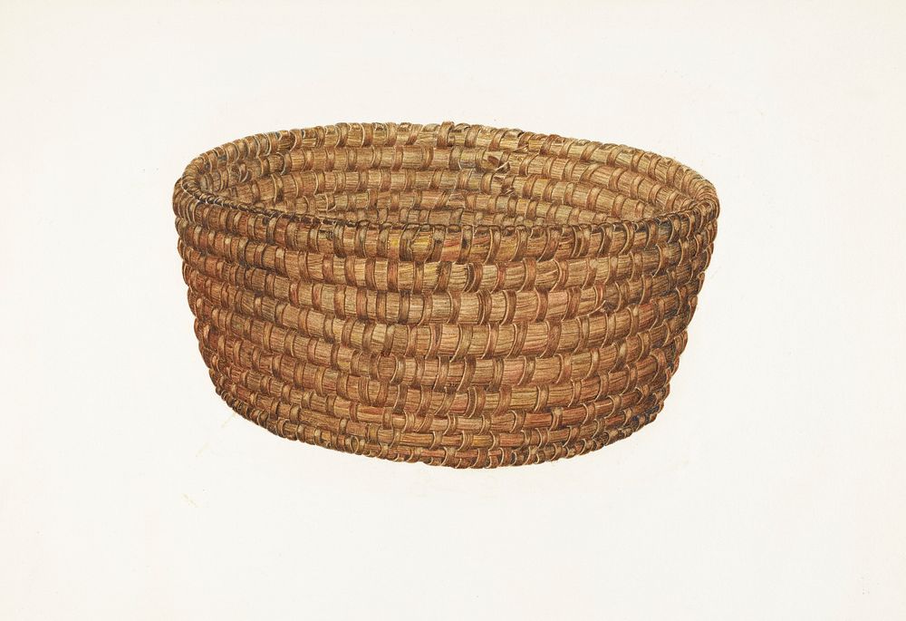 Hickory Bark and Oat Straw Basket (ca. 1940) by E. Allen Fritz. Original from The National Gallery of Art. Digitally…