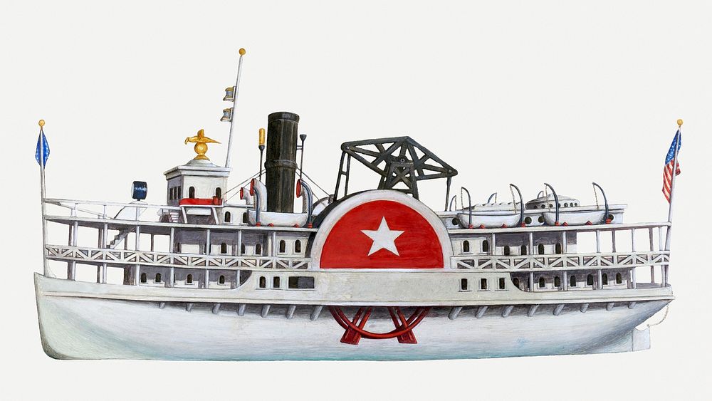 Vintage model ship psd illustration, remixed from the artwork by Frank Gray