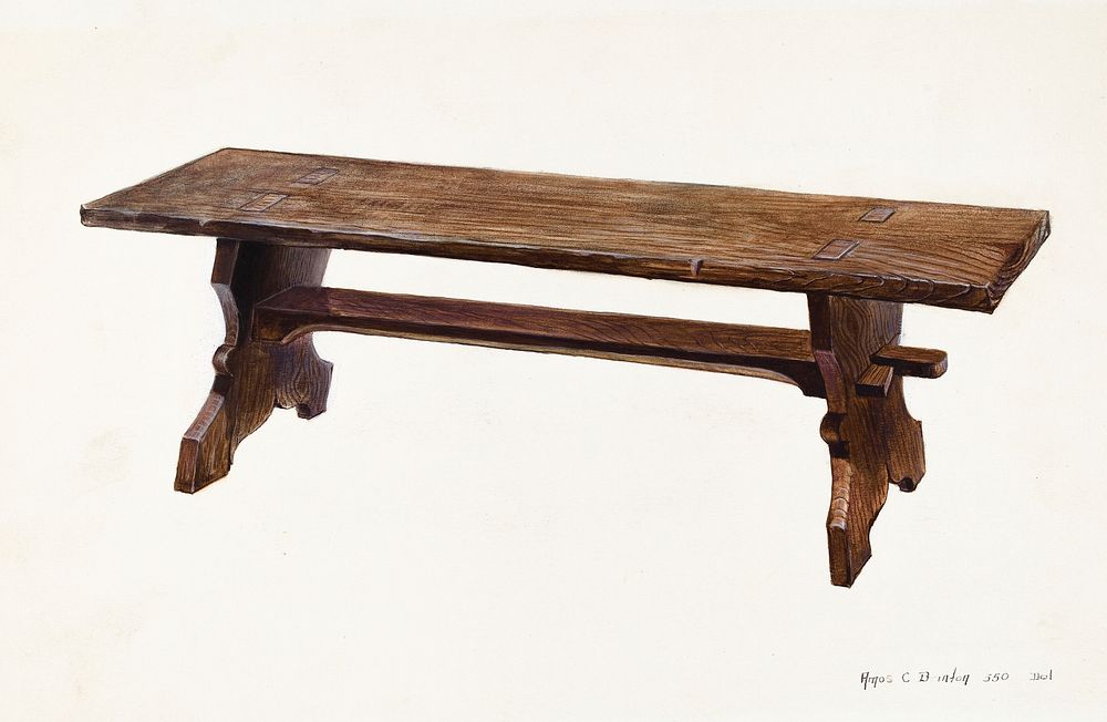 Moravian Church Bench (1935&ndash;1942) by Amos C. Brinton. Original from The National Gallery of Art. Digitally enhanced by…