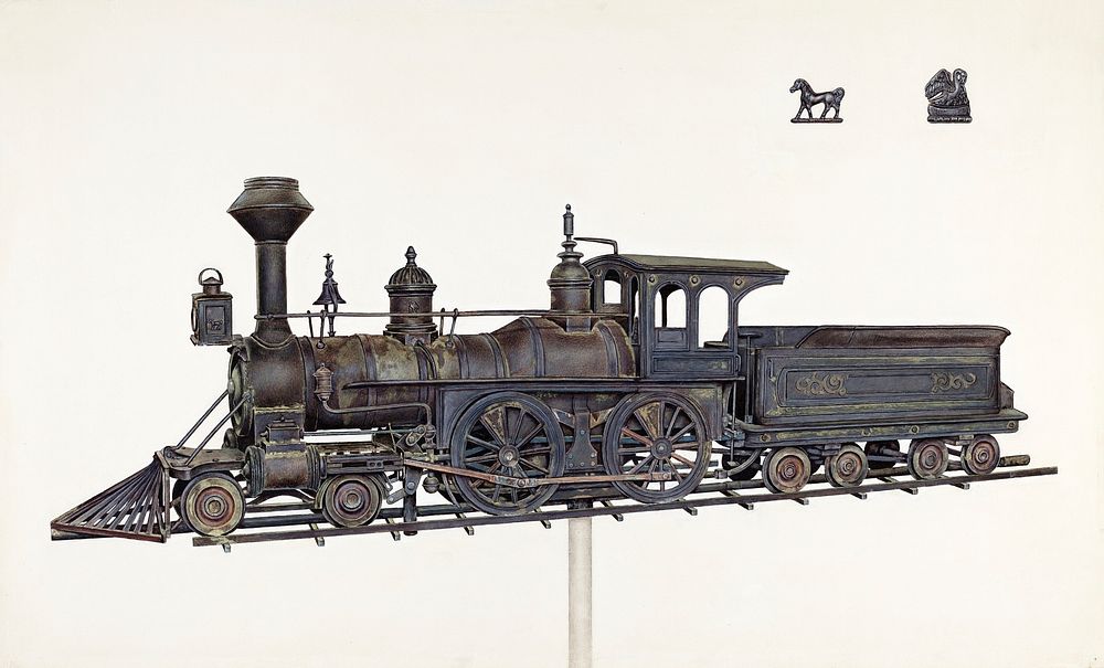 Locomotive (1935&ndash;1942) by unknown American 20th Century artist. Original from The National Gallery of Art. Digitally…