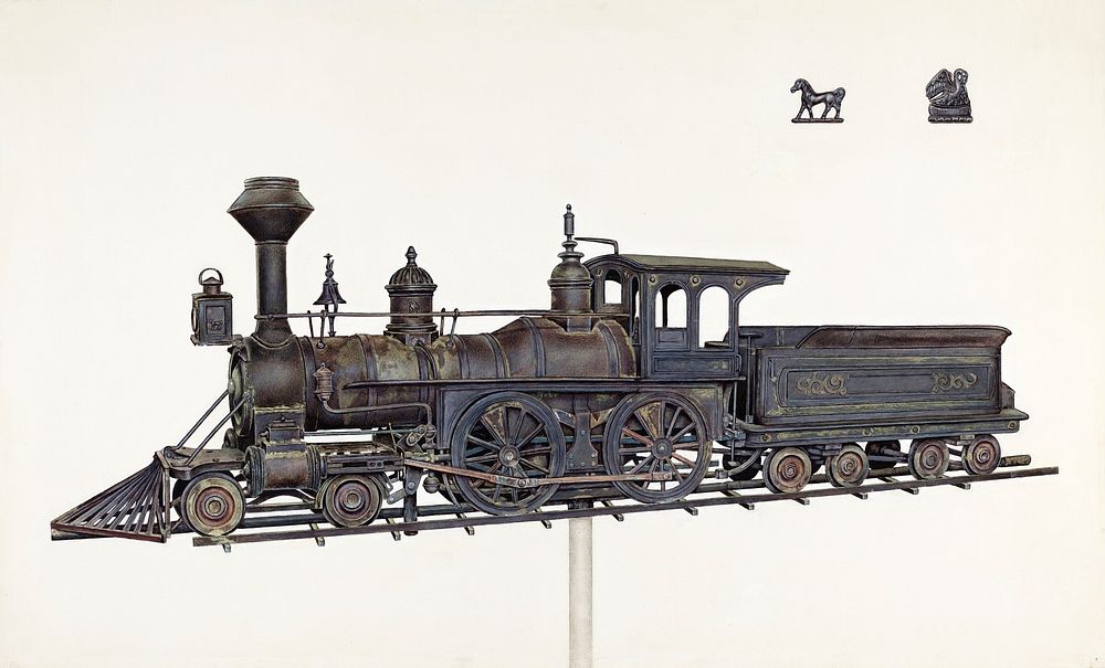 Locomotive (1935–1942) by unknown American 20th Century artist. Original from The National Gallery of Art. Digitally…