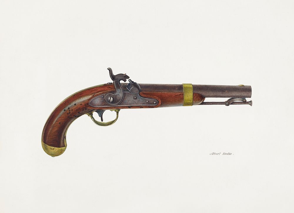 Pistol (ca. 1941) by Albert Rudin. Original from The National Gallery of Art. Digitally enhanced by rawpixel.