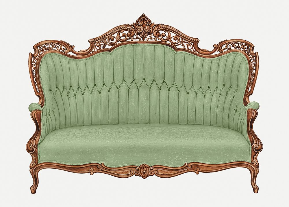 Vintage rosewood sofa psd illustration, remixed from the artwork by Eugene Croe