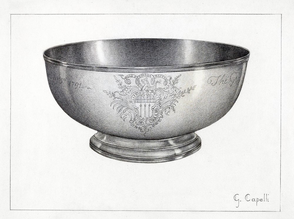 Silver Baptismal Bowl (ca.1936) by Giacinto Capelli. Original from The National Gallery of Art. Digitally enhanced by…