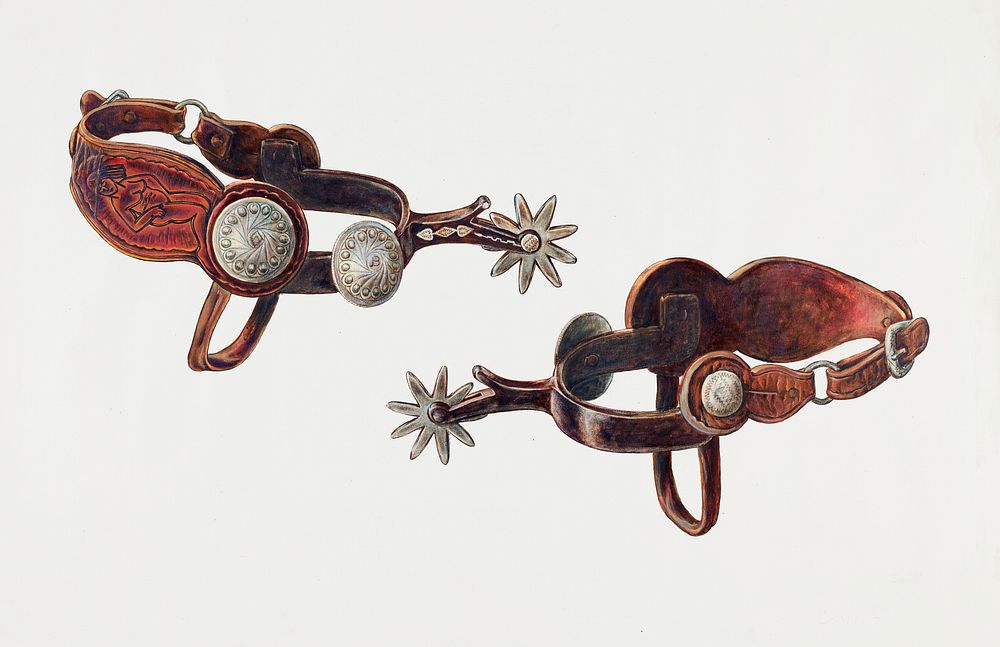Silver Dollar Spurs (ca.1938) by Cecil Smith. Original from The National Gallery of Art. Digitally enhanced by rawpixel.