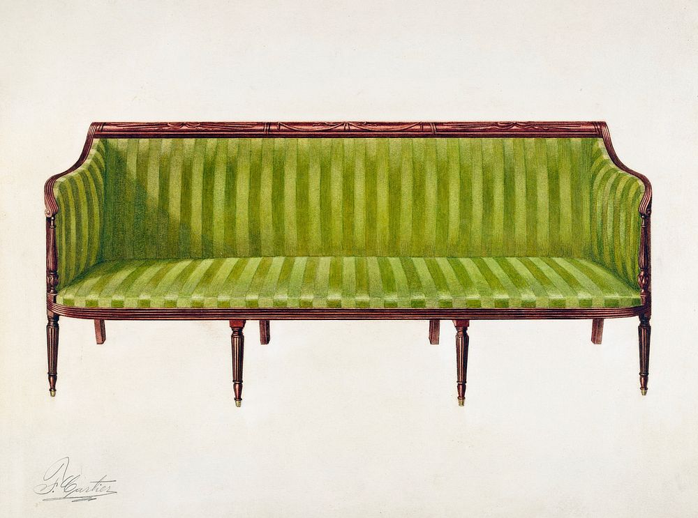 Sofa (ca. 1937) by Ferdinand Cartier. Original from The National Gallery of Art. Digitally enhanced by rawpixel.
