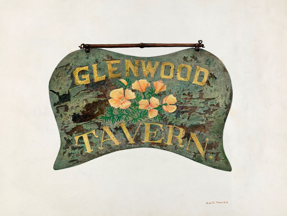 Tavern Sign (ca.1940) by Robert W.R. Taylor. Original from The National Gallery of Art. Digitally enhanced by rawpixel.