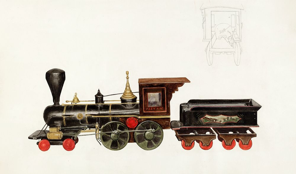 Toy Locomotive (ca.1936) by Alice Stearns. Original from The National Gallery of Art. Digitally enhanced by rawpixel.