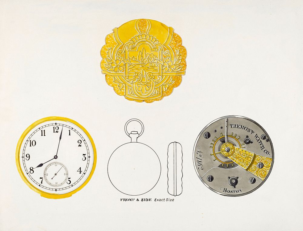 Watch, Face and Case (ca.1936) by Harry G. Alexander. Original from The National Gallery of Art. Digitally enhanced by…