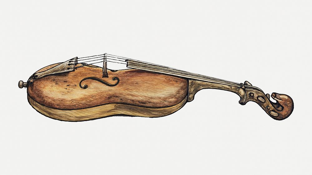 Vintage violin psd illustration, remixed from the artwork by Augustine Haugland