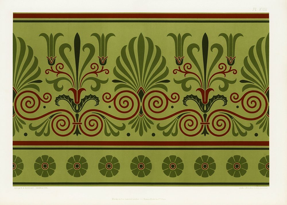 Greek pattern. Digitally enhanced from our own original first edition of The Practical Decorator and Ornamentist (1892) by…
