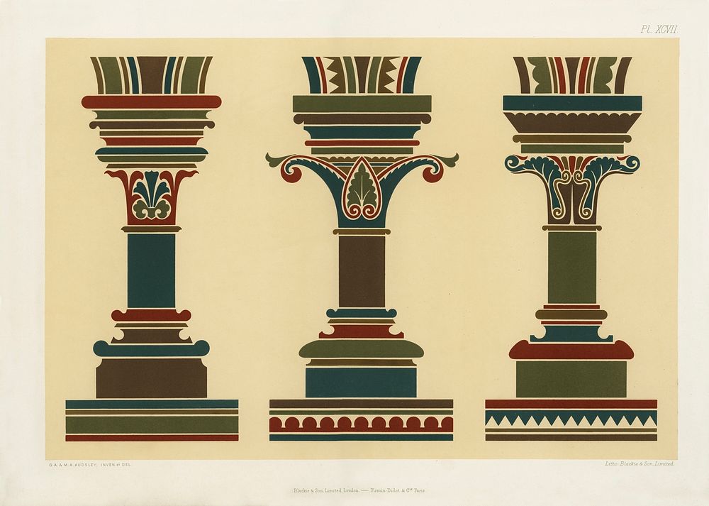 Gothic design elements. Digitally enhanced from our own original first edition of The Practical Decorator and Ornamentist…