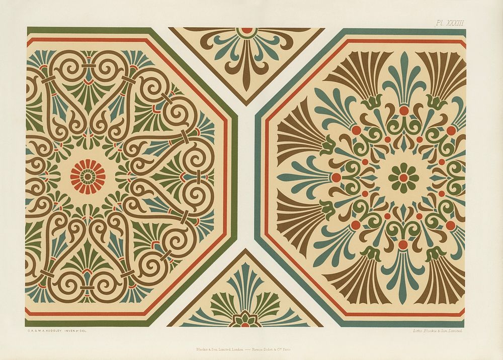 Neo-Grec pattern. Digitally enhanced from our own original first edition of The Practical Decorator and Ornamentist (1892)…