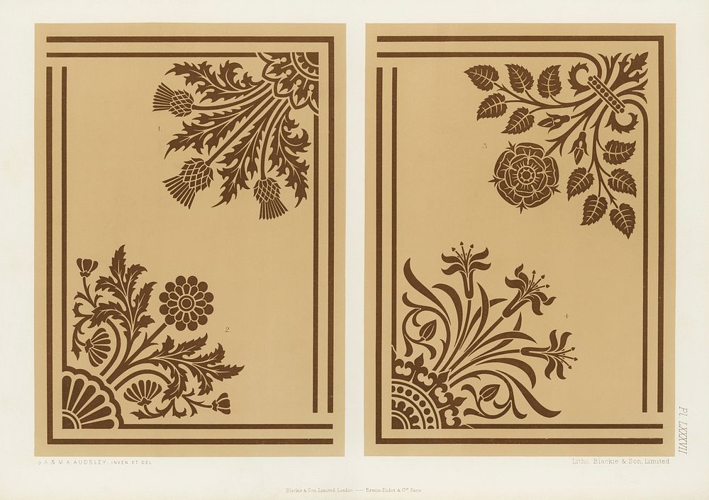 Floral designs. Digitally enhanced from our own original first edition of The Practical Decorator and Ornamentist (1892) by…