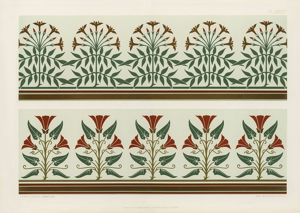 Antique floral pattern. Digitally enhanced from our own original first edition of The Practical Decorator and Ornamentist…