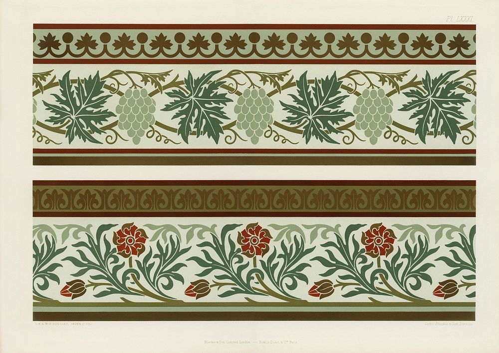 Vintage floral pattern. Digitally enhanced from our own original first edition of The Practical Decorator and Ornamentist…