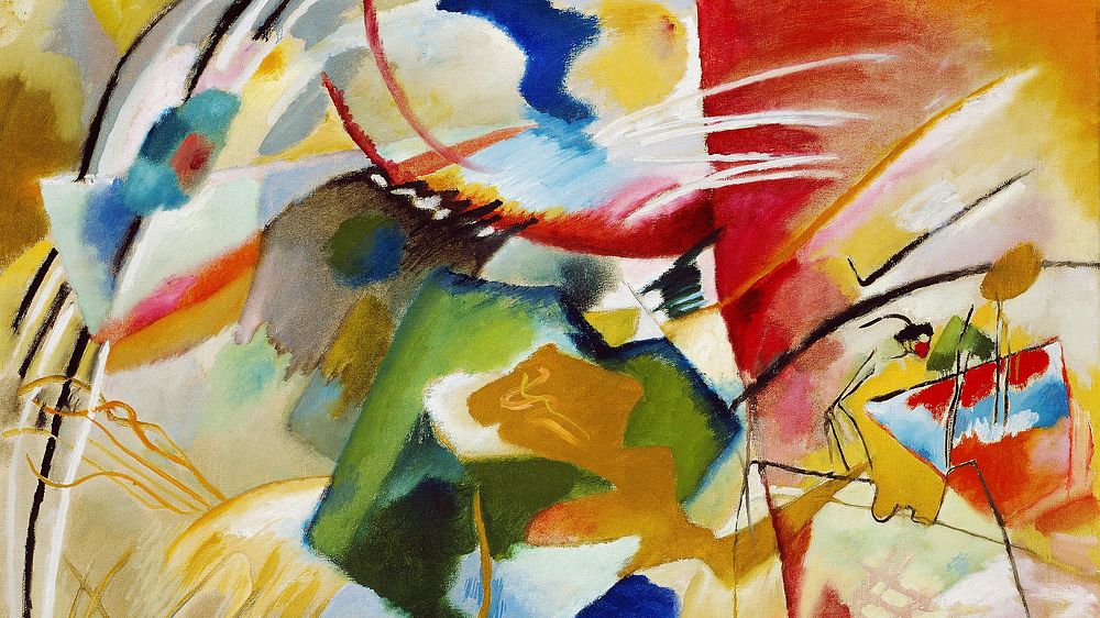Kandinsky desktop wallpaper, abstract background, painting with Green Center