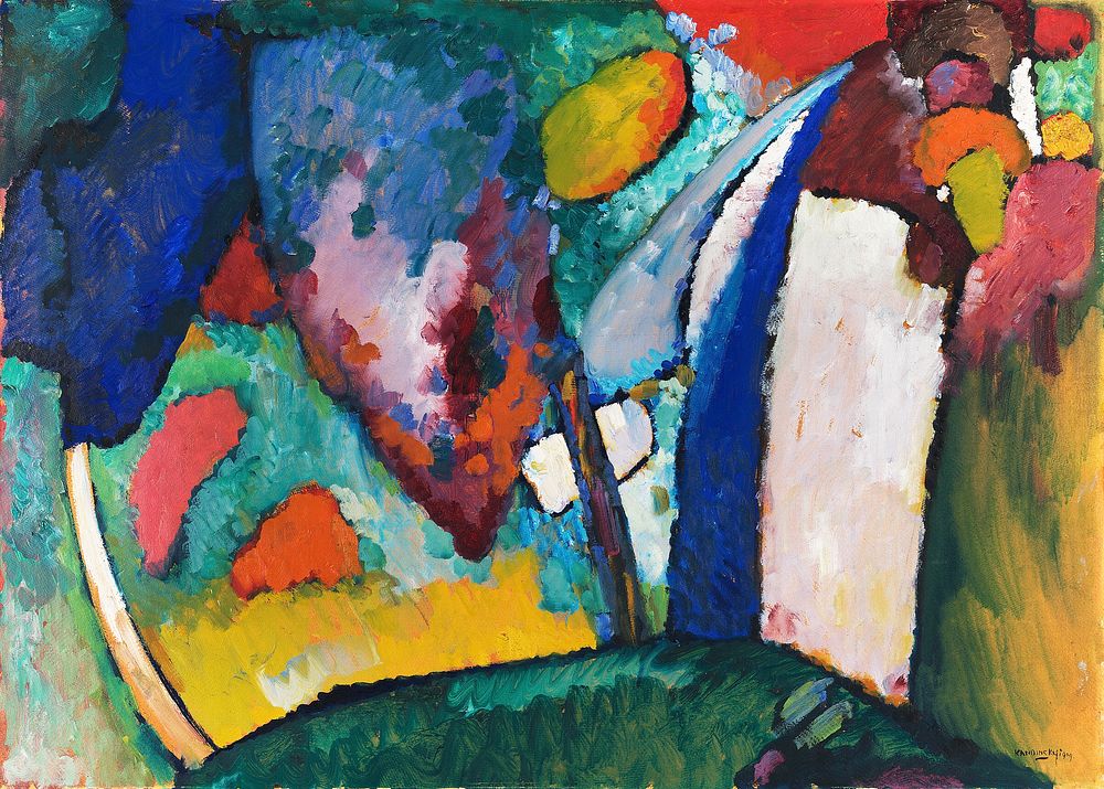 The Waterfall (1909) painting in high resolution by Wassily Kandinsky. Original from Yale University Art Gallery. Digitally…