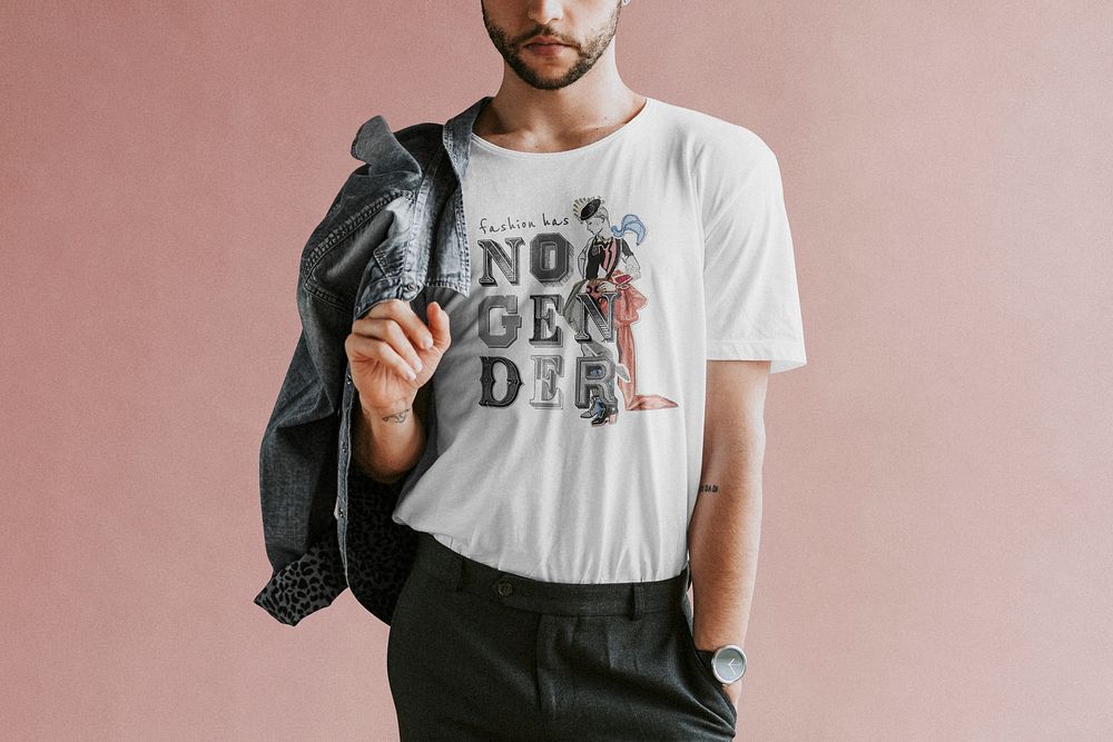 Fashion has no gender printed tee, remix from artworks by George Barbier