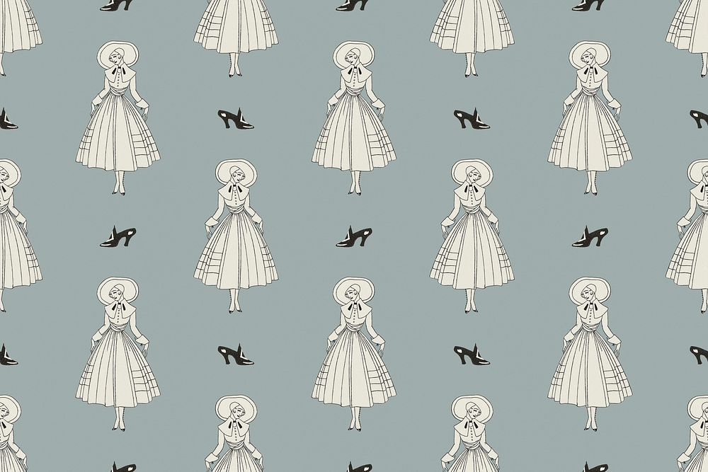 1920's fashion pattern psd feminine background, remix from artworks by George Barbier
