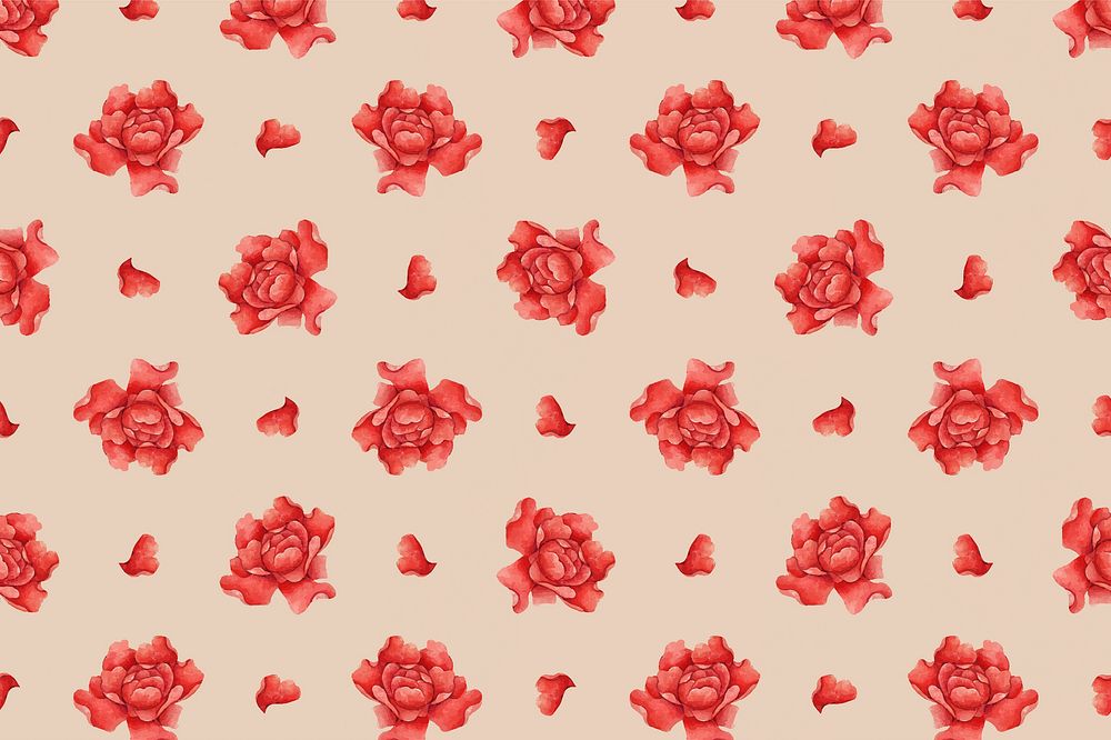 Chinese floral pattern rose background vector, remix from artworks by Zhang Ruoai